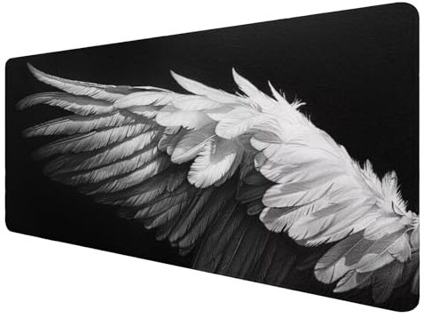 Weiß Mouse Mat Gaming Mouse Mat XXL 700x300x3mm Multifunctional Mousepad Flügel Schreibtischunterlage groß,Non-Slip Rubber Base,Extended Desk Protection,for PC Unterlage Schreibtisch J958