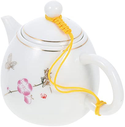 MAGICLULU Tetera De Cerámica Blanca Estilo Chino 600 Ml Porcelana Resistente Al Calor Para Salón De Té y Uso Doméstico