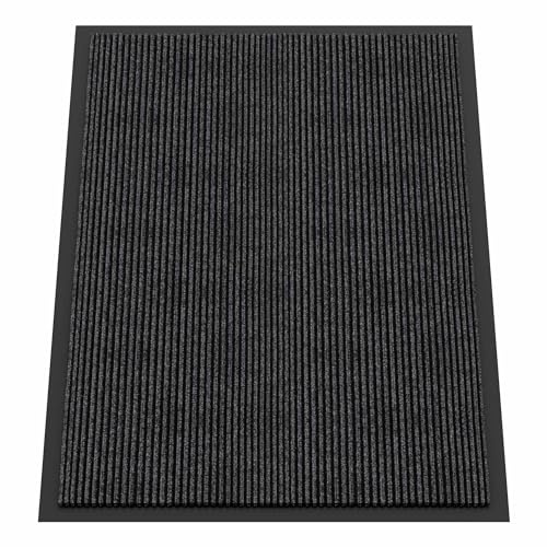 HOMEK Indoor Outdoor Door Mat, 90 x 120 cm Heavy Duty Doormat | Non Slip Front Dirt Trapper for Entryway, Commercial Floor Mat, Outdoor Entrance Rug, Grey