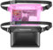 Henrycares 2 Pezzi Marsupio Impermeabile Mare, IPX8 Borsa Impermeabile con Tripla Tenuta, Cintura Regolabile Estesa, Busta Impermeabile Mare per Subacqueo, Spiaggia, Kayak (Nero+cristallo Rosa)