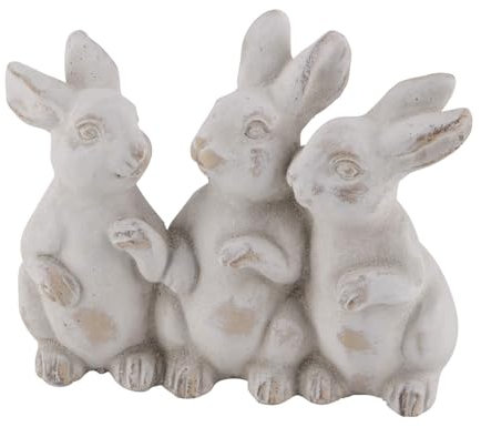 Kunstgewerbe Gehlmann GmbH & Co.KG Hasengruppe 3 Stück Weiß Zement Ostern Deko Garten 14cm Hoch