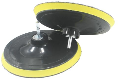 JUNLIXN 4 Inch Backing Plates Buffing Pads Holder 5/8-11 Thread Hook & Loop Backer with 1/4'' Connecting Rod Hex Shank for Polishing Tools, Sander (Pack of 4)