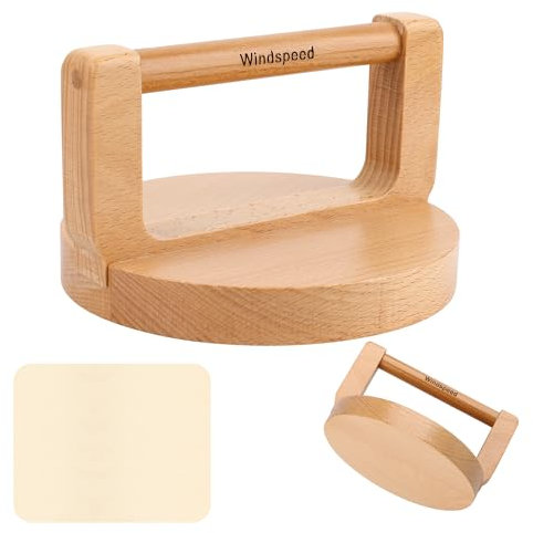 Windspeed Upgrade Wood Baren for Printmaking, 5.5 in Thicker Block Printing Baren Tools Printing Wood Block for Linocut Scrapbooking Crafting Embossing Tool with Wiping Cloth