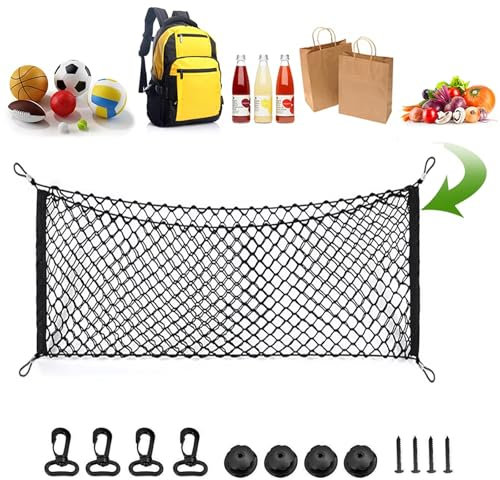 JJQFLB Kompatibel für VW Scirocco Passat, Dehnbares Kofferraumnetz für den Rücksitz, Gepäck-Organizer,A-90×30CM