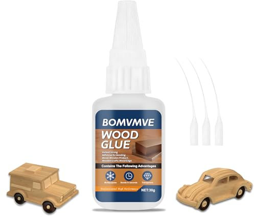 BOMVMVE Colle a Bois Extra Forte, Adhésif pour Bois, Colle à Bois Transparente, pour Chêne, Meubles en Bois, Produits et Artisanat en Bois, pour Bords de Bois(30g)