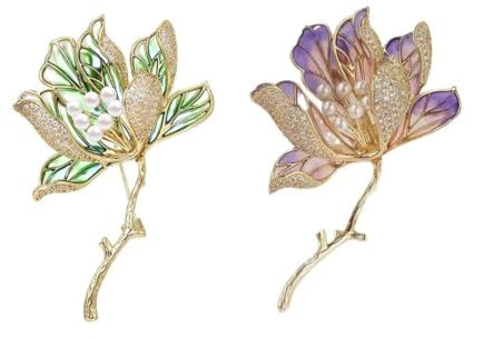 Lot de 2 broches élégantes en forme de fleur d'hibiscus - Accessoire polyvalent pour toutes les occasions, Acier inoxydable