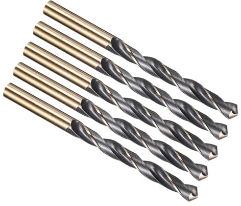 PATIKIL 10mm Drill Bit 4341 High-Speed Steel 118° for Thin Metal 5 Pack | Jobber Straight Shank 118° Black and Gold Finish for Medium-hard Metal Steel Acrylic