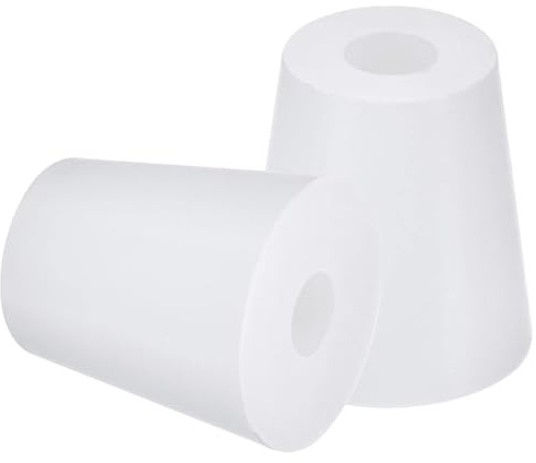 TA-VIGOR 2Pcs Rubber Tapered Plug, 19mm to 25mm Drilled Silicone Stopper, Tapered Seal Rubber Stoppers Lab Plug with Hole Test Tube Bungs for Lab Home Flasks Glass Containers Test Tube, White