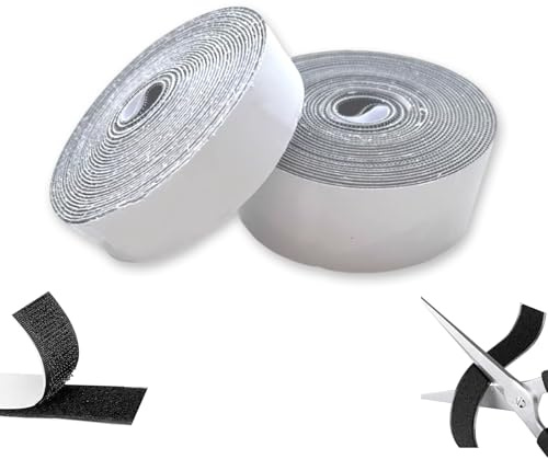 Double Sided Velcro Tape - Self Adhesive Hook & Loop, 2Pack Heavy Duty Strong Hold, Wall Mounting, Picture Frames, Mosquito Screens, 2.5cm x 5m