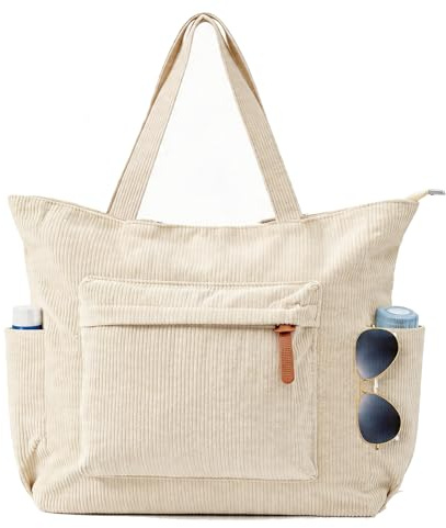 Tobriavor Cord Tasche Damen Handtasche Groß Tote Bag Strandtasche Shopper Tasche Laptoptasche Umhängetasche für Arbeit Schule Gym Reisen