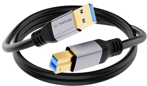 Werkybay USB B 3.0 Druckerkabel 0.2m, 5Gbps USB Typ A Stecker auf Typ B Stecker Datenkabel, 20cm Ladekabel für Drucker, Scanner, Dockingstation, Externe Festplatten, USB 3.0 Hub, Monitor usw.