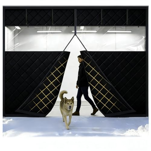 Rideau De Porte De Garage Magnétique À Isolation Thermique | Sans Perçage, Imperméable & Phonique | Couverture Écran Anti-Froid Pour L'Hiver(Noir,W720xH225cm)