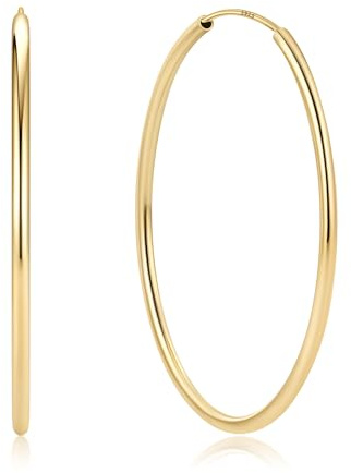 ChicSilver S925 Sterlings Silver/Gold hoop Earrings for Women, Large Big Thin Hoops Hypoallergenic Lightweight Earrings 30/40/50/60/70MM (with Gift Box)