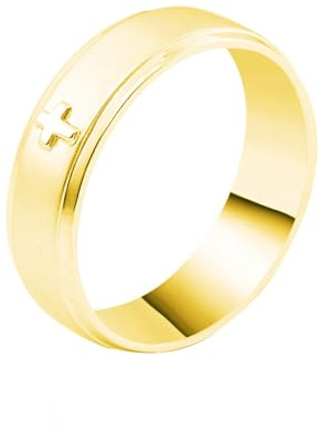 Grewod Verlobungsringe Herren 18 Karat Gold 750 Kreuz Ring Schmuck Trauringe Echtgold Größe 58 (18.5)