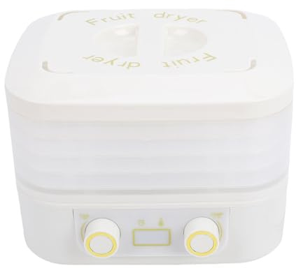 Luocute Déshydrateur de Fruits, 5 Couches Blanc, Technologie de Flux D'air à 360°, Séchoir à Fruits électrique avec Minuterie Réglable et Contrôle de la Température, pour Légumes, (Prise UE 220V)