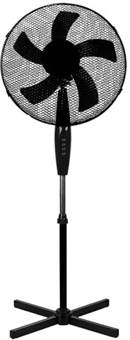 COZYBRITE Pedestal Fan Cooling 16 inch Standing Electric Oscillating Floor Fans with 3 Speed Setting Adjustable Height Tilt Angle for Living Room Bedroom Home Use FS40-3 (Black 5 Blades)