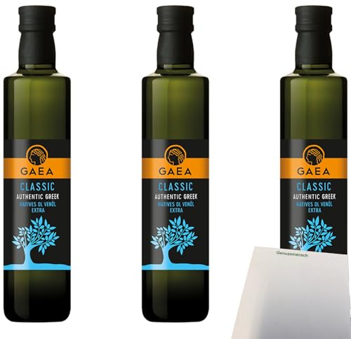 usy Bundle für Gaea Classic Natives Olivenöl extra 3er Pack (3x500ml Flasche) + usy Block