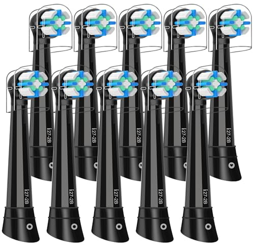10er Aufsteckbürsten Kompatibel mit Oral B iO 2/3/4/5/6/7/8/9/10 Elektrische Zahnbürsten, IO Bürstenkopf Medium Borsten Kompatibel mit Oral B iO (Schwarz)