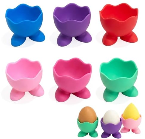 Zyrtkeriom Divertente set di portauova, 6 pezzi, portauova per bambini e Pasqua, portauova colorato e portauova come portauova per colazione e decorazione pasquale, regalo perfetto per Pasqua