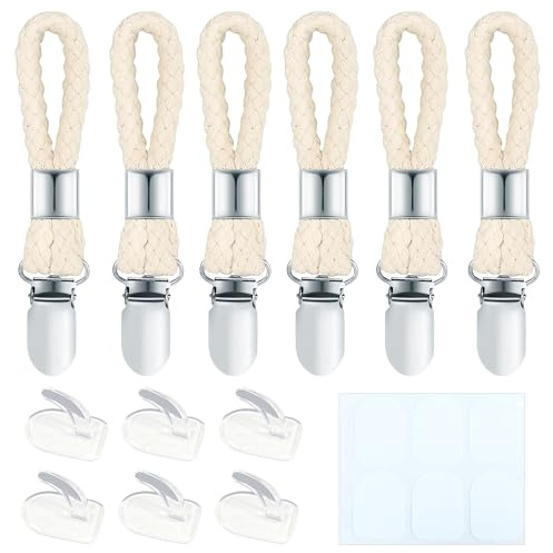 VANORIAL 6 Handtuchklammer Mit 6 Haken Set, Handtuch Aufhänger Für Geschirrtuch Und Badetuch, Schlaufen Aufhänger Alternative Zum Annähen, Robuste Handtuchhalter Clips Für Küche Balkon Wohnmobil