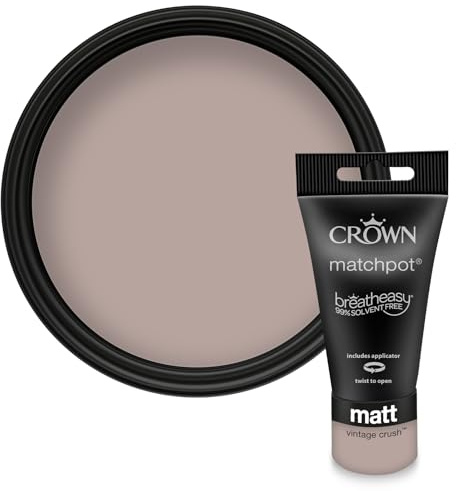 Crown WALLS & CEILINGS Mocha Beige Matt Paint Tester Pot - Sample 40ml | Try Vintage Crush before you buy. See the true colour on your wall, in your own light. Low VOC, low odour, breatheasy