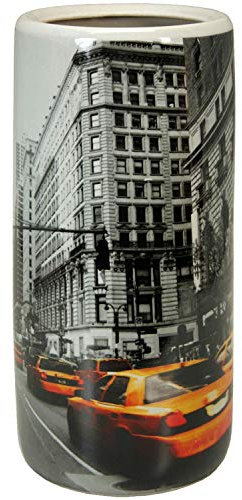 DRW Porte-Parapluie Rond en Porcelaine Taxis New York 20 x 45 cm