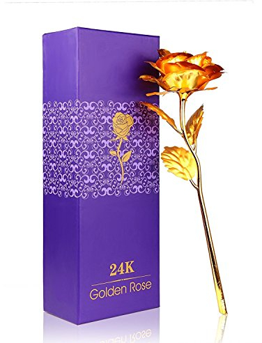 Youngine Kreatives Muttertagsgeschenk 24K Goldfolie Rosenblume Vollblütengeschenke, Romantisches Geschenk für Sie mit Kasten, handgefertigt und Liebe Last Forever (Golden)