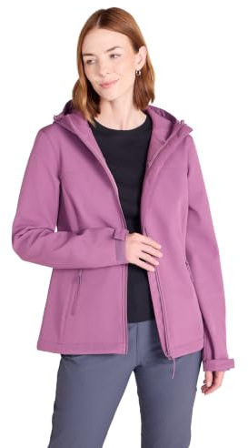 Mountain Warehouse Exodus Womens Softshell Jacket | Wind & Water Resistant Breathable Rain Coat with Hood, Ladies Adjustable Fit With Scooped Back, For Everyday Wear & Walking