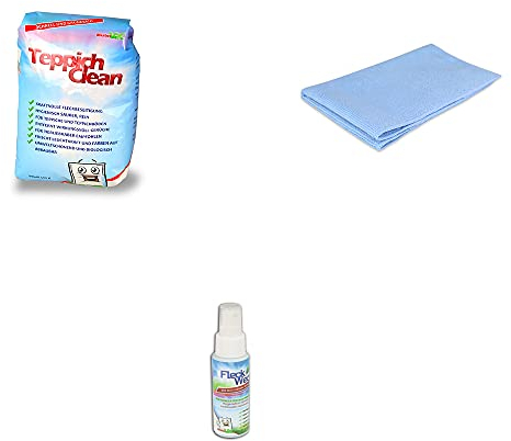 2kg TeppichClean Teppich Reinigungspulver + Microfasertuch und FleckWeg