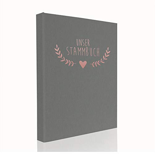 Hochzeitideal Stammbuch der Familie A5 'Boho' aus Buchbinderleinen (Grau)
