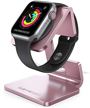 Lamicall Ladestation für Apple Watch, Charging Dock Station - Halterung Ständer für Apple Watch Series 10, 9, 8, SE, Ultra 2, iWatch Series 7/6/5/4/3/2/1, 44mm / 42mm / 40mm / 38mm - Rose Gold