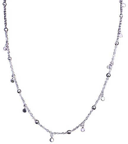 NicoWerk Damen Silberkette mit Anhänger Plättchen aus 925 Sterling Silber Kurz Schlicht Rund Kugel SKE385