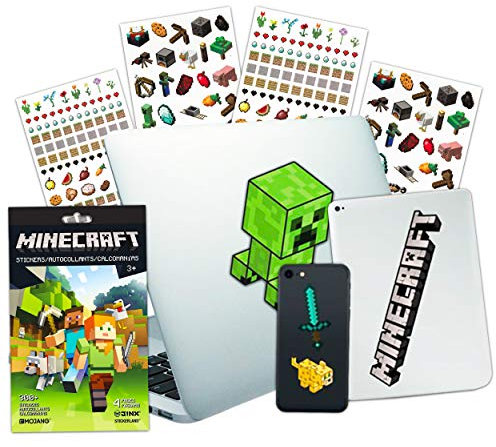 Minecraft Laptop-Aufkleber Ultimate Bundle ~ 10 Premium Jumbo Minecraft Aufkleber für Raumdekoration, Auto, MacBook, Handy und 300 Minecraft-Aufkleber