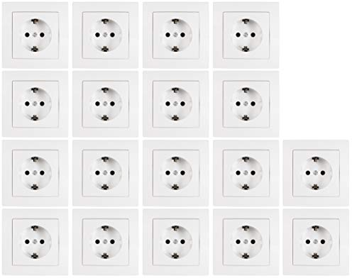 MC POWER - 18er Pack Steckdosen mit Rahmen | FLAIR | Wandsteckdosen mit Abdeckrahmen im Set, Klemmanschluss, weiß matt