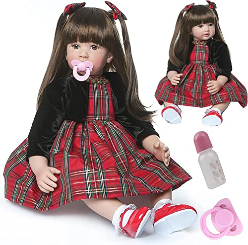 ZIYIUI Reborn Babys 24Zoll 60cm Weiches Silikon-Vinyl Lebensechte Reborn Puppen Kleinkind Neugeborene Echte Babypuppe mit magnetischer Attrappe