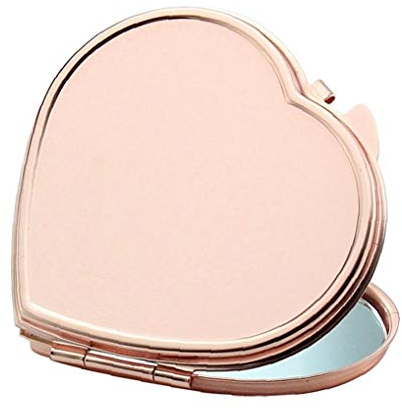 TOSSPER Taschenspiegel, Rund Make-up Spiegel Folding Rose Gold Taschenspiegel Für Reisen Camping Geldbeutel (herzförmig)