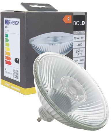 BOLD Lighting QPAR 111 (ES 111) LED GU10 Reflektor-Leuchtmittel (350 Lumen | 4 W entsprechen 32 W | 2700k warmweiß | 15.000 Std. Laufzeit), Aluminium