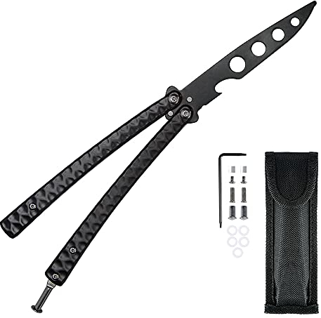 Coltello A Farfalla In Acciaio Inossidabile Sicuro Al 100%, Apribottiglie, Coltello Da Allenamento In Pino Di Bali, Per I Principianti Per Esercitarsi Abilità Di Lancio (nero)