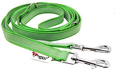 Twinkys Dog Style Verstellbare Hundeleine gummiert Neon Grün 3 Meter 20 mm breit Made in Germany