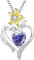 YL Herz Halskette 925 Sterling Silber geschnitten Dezember Geburtsstein Tansanit Lilie Blume Anhänger für Frauen,Kette 45+3CM