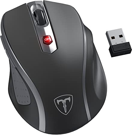HOTWEEMS D-09 - Mouse wireless per computer portatile, ergonomico Plus, USB senza fili, impugnature ergonomiche, Lightspeed 5 livelli 2400 DPI, batteria 16 mesi, portatile per PC, Mac, Chromebook, 6
