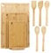 Vencier 3 x Set of Wooden Bamboo Chopping Boards + 5 Utensil & Stand - Different Sizes for Every Occasion - Durable & Hard Wearing Designed - 100% Natural Organic Bamboo Cutting Boards