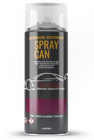 Xtremeauto Spray Paint Finish For Indoor And Outdoor Use Garden Cars Home Kitchen Bathroom Furniture Art Craft Bikes Radiators Metal Wood Plastic Glass UPVC Stone PVC RAL 4004 Claret violet