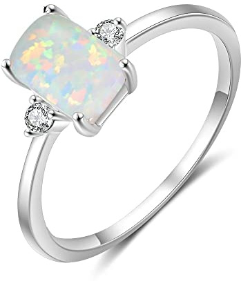 LOKILOKI 925 Sterling Silber Rechteckige Opal Ringe Für Frauen Kubikzirkon Weibliche Fingerringe Hochzeit Silber 925 Schmuck