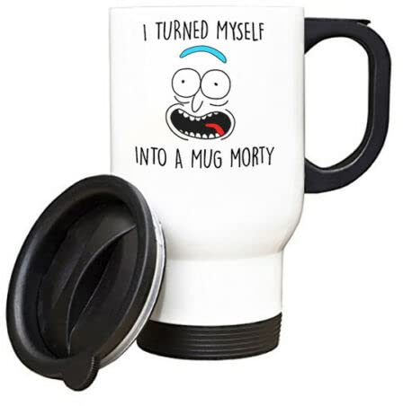 Getagift I Turned Myself Into A Mug Morty Themed 14 oz Stainless Steel Travel Mug (White Travel)
