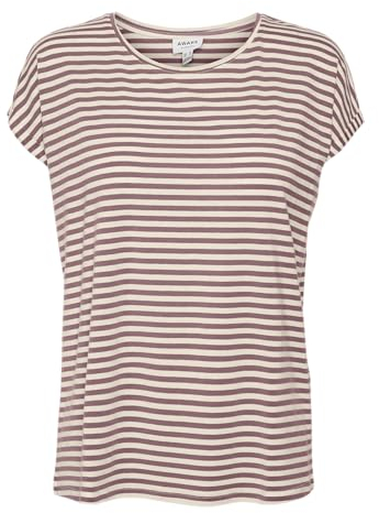 VERO MODA Damen Vmava Plain Top Stripe Ga JRS Noos Shirt, Nostalgia Rose/Stripes:Pristine, M EU