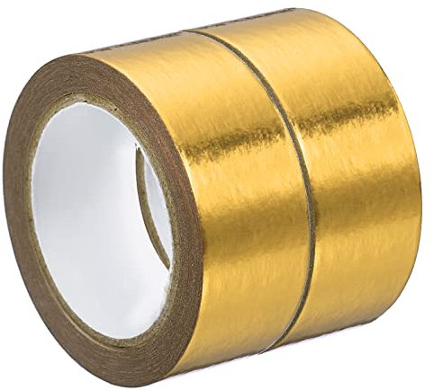 PATIKIL 15mm x 5m Metallizzato Washi Nastro, 2 Rotolo Copertura Lamina Adesivo Auto Adesivo per Fai da Te Arte Artigianato Avvolgimento Decorazione, Oro