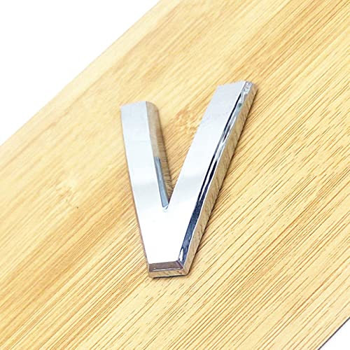 3D Self-Adhesive House Plaque Numbers 3.5/5/7/10cm 0-9 Letter A-Z Modern Silver Number Indoor Hotel Door Plate Mailbox Address Digits Wall 3M Sticker Sign ABS Electroplated Shiny Mirror (5CM,V)