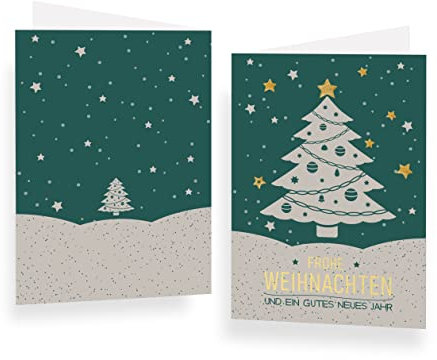 KOHMUI Weihnachtskarten mit Umschlag Set, 15 Klappkarten & 15 Umschläge, 16.5 x 11.5 cm Einfach Modern Weihnachten karten, Schlicht Grußkarte für Familie Freunde Geschäftlich Kunden