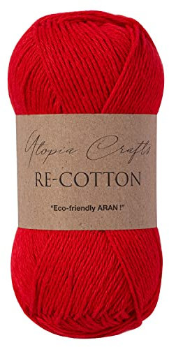 Utopia Crafts Re-Cotton Knitting Yarn, 100g Scarlet